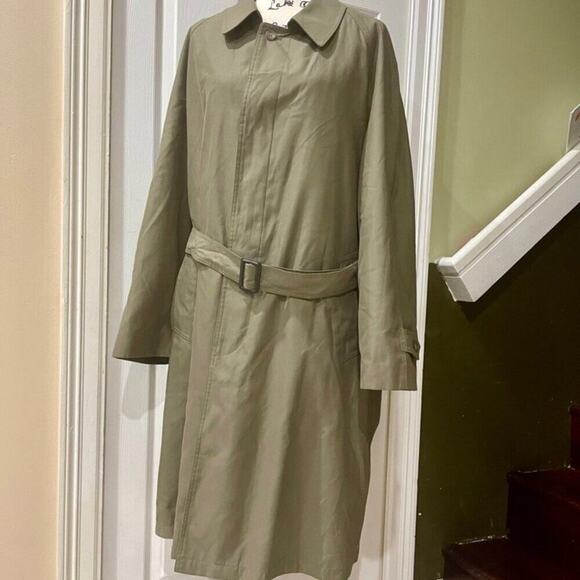 VINTAGE RALPH LAUREN TRENCH COAT BELTED OLIVE GREEN ZIP LINER SZ 42R AESTHETIC - Picture 10 of 16